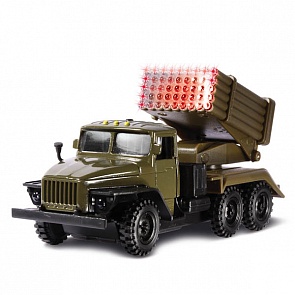 Машина металлическая инерционная Урал Град Военный, открываются двери (Технопарк, CT-1054M)